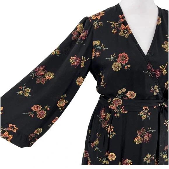 A.L.C. Wilma Wrap Short Dress in Black Floral - Picture 8 of 8